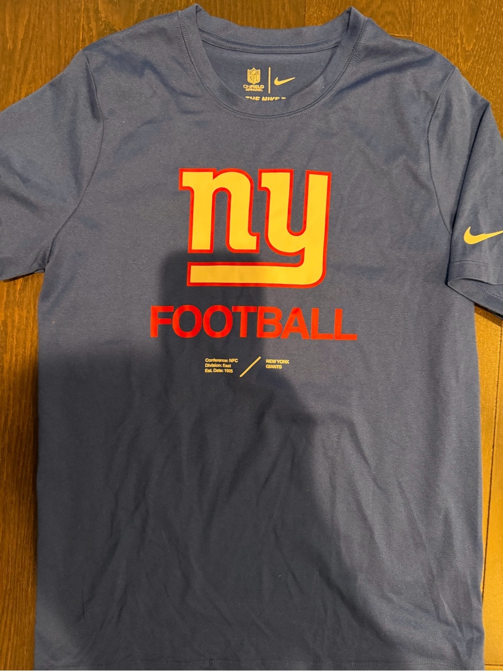 Nike Kids' New York Giants Navy dri fit Football Tshirt - youth large